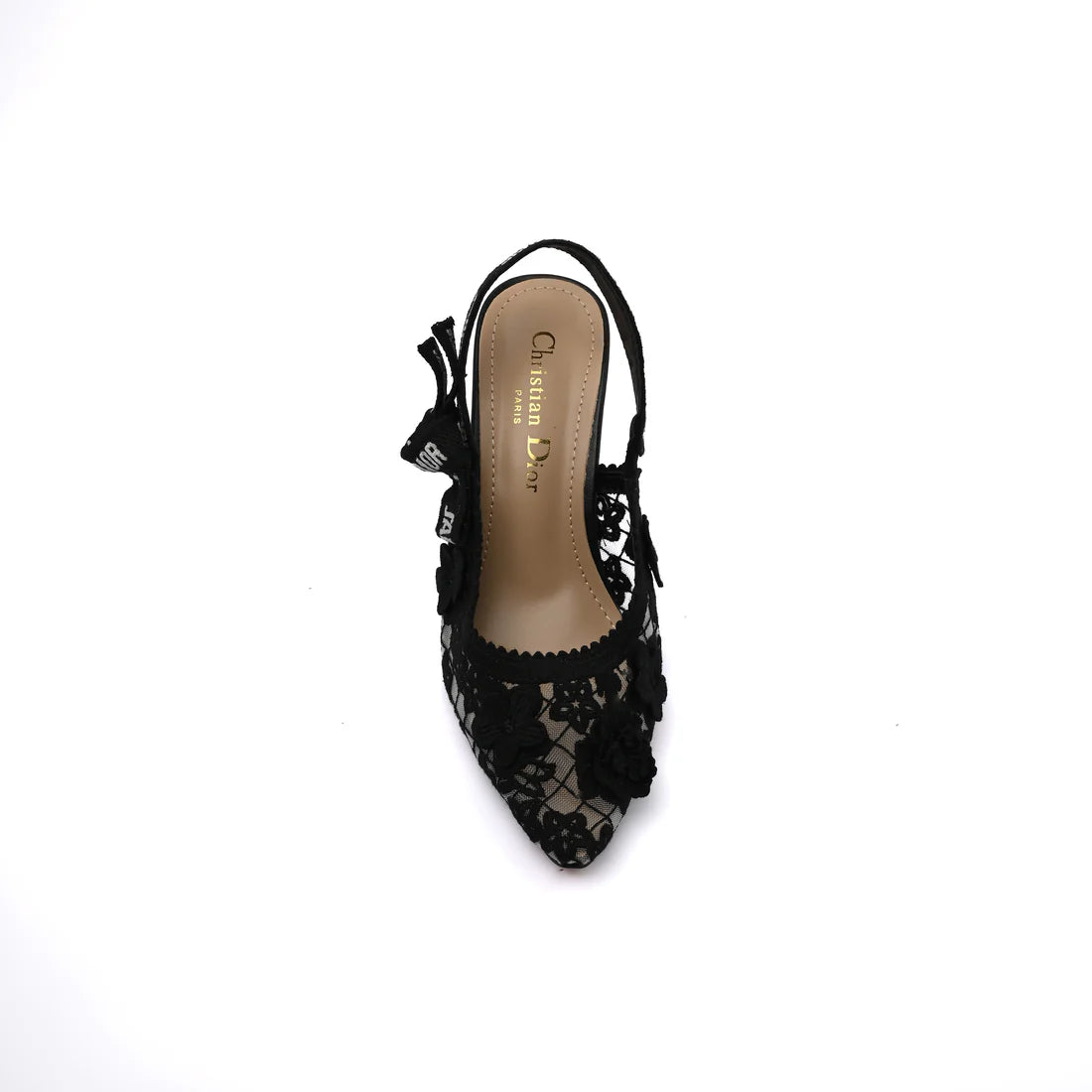 Dior Goolita Bow Crystal Mesh Mule Heels for Women 1688-2 Black