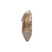 Dior Goolita Bow Crystal Mesh Mule Heels for Women 1688-2 Gold