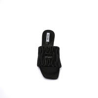 Miu Miu Slipper Designer Slides Leather Padded Front Strap Woman 52725 Black