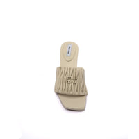 Miu Miu Slipper Designer Slides Leather Padded Front Strap Woman 52725 Beige