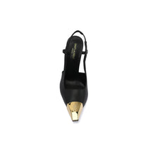 Saint Laurent Gold Tipped Slingback Pumps Leather Opyum With distinctive heels Woman 227-8 Black