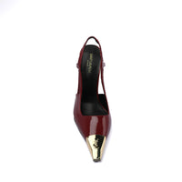 Saint Laurent Gold Tipped Slingback Pumps Leather Opyum With distinctive heels Woman 227-8 Burgundy