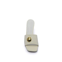 LOEWE Pebble Slide Leather Mules Heels Woman 053 Off-White