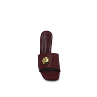 LOEWE Pebble Slide Leather Mules Heels Woman 053 Burgundy