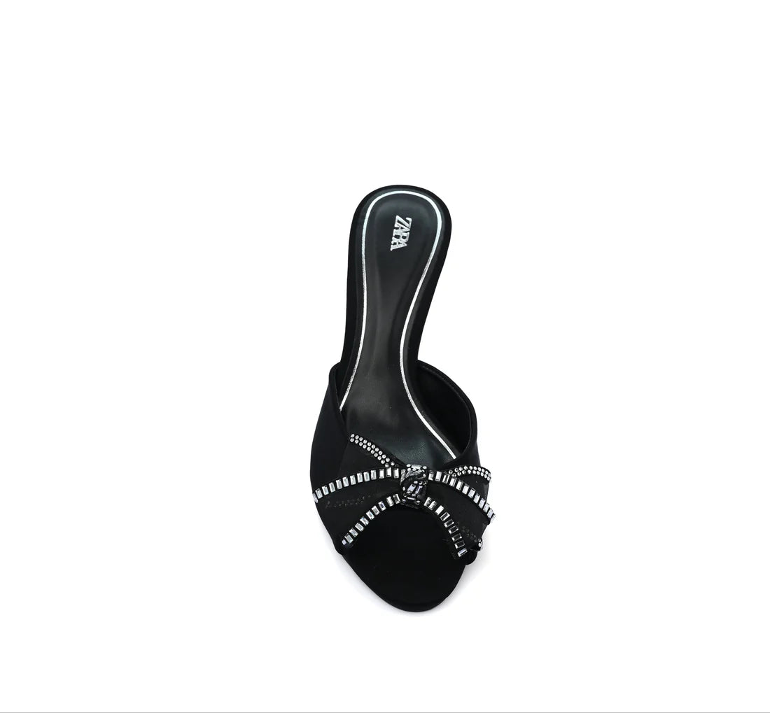 Zara Sable Stiletto Mule Heels Woman 25083-4 Black