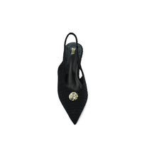 Zara Slingback Heels With Gold Medallion Woman 3044 Black