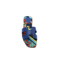 Hermes Leather Oran Flat Slide Sandals Woman H38-30 Blue