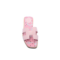 Hermes Leather Oran Flat Slide Sandals Woman H38-30 Pink