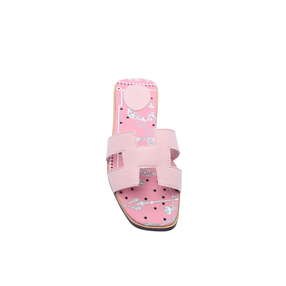 Hermes Leather Oran Flat Slide Sandals Woman H38-30 Pink