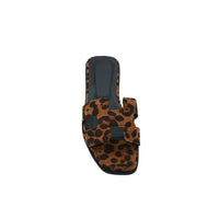Hermes Oran Flat Slide leather sandals with snake animal print Woman H38-17 Tiger