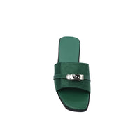 Hermes Giulia Sandal In Suede Goatskin And Calfskin With Iconic Palladium-Plated Kelly Buckle Woman H9-25 Green