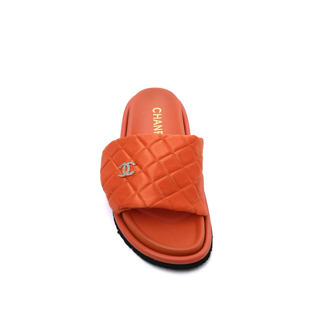 Chanel Lambskin Quilted CC Espadrille Slip On Slipper Woman 9958-8 Orange