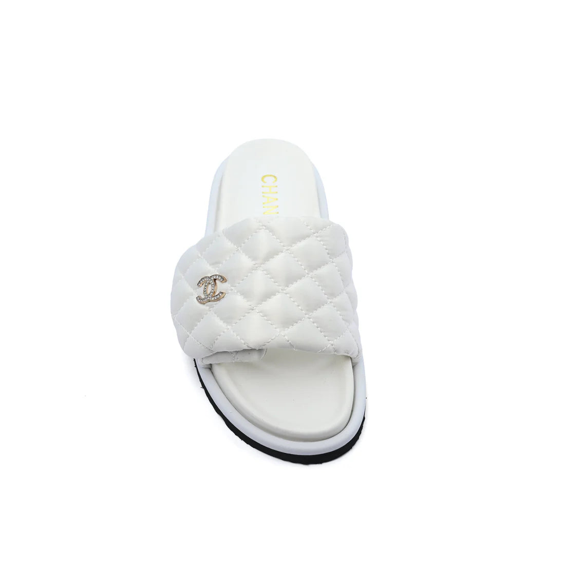Chanel Lambskin Quilted CC Espadrille Slip On Slipper Woman 9958-8 White