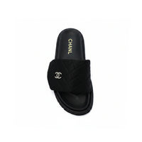 Chanel Lambskin Quilted CC Espadrille Slip On Slipper Woman 9958-8 Black