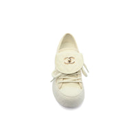 Chanel Platform Suede Calfskin Sneakers Woman F3669 White