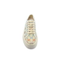 Gucci GG Embellished Lamé Platform Sneakers Women Q72165 Beige