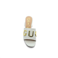 Gucci Logo Leather Flat Gols Sandals Interlocking Out Sandal Woman 666-7 White