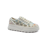 Gucci GG Embellished Lamé Platform Sneakers Women Q72165 Beige