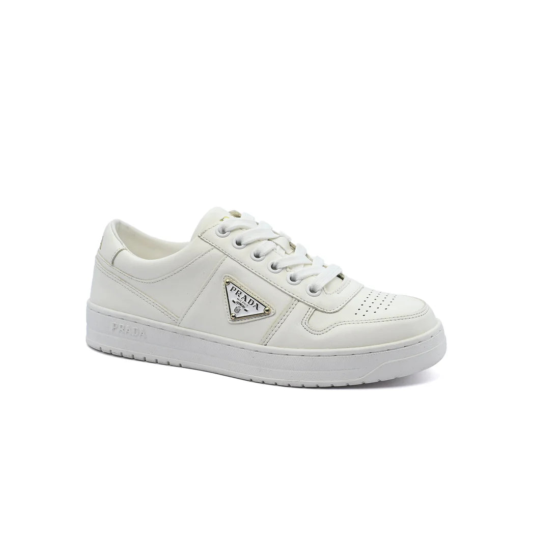 Prada Downtown Perforated Leather Sneakers for Women A356 White