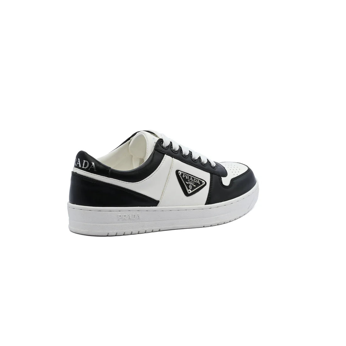 Prada Downtown Perforated Leather Sneakers for Women A356 Black&White