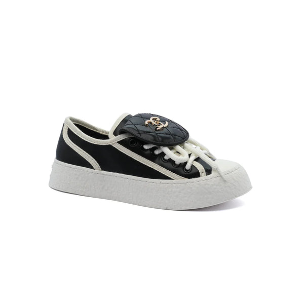 Chanel Platform Suede Calfskin Sneakers Woman F3669 Black
