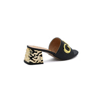 Gucci Logo Leather Flat Gols Sandals Interlocking Out Sandal Woman 666-7 Black
