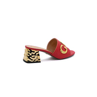 Gucci Logo Leather Flat Gols Sandals Interlocking Out Sandal Woman 666-7 Red