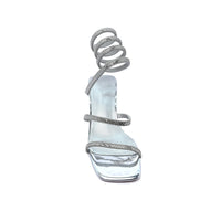 Rhinestone Strap Low Heel Sandals Woman 25212 Silver