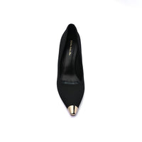 Pointed Stiletto Heel Shoes In Faux Suede Woman 25237 Black