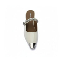 Patent Leather Pointed Stiletto Heels Open back Woman 25182 Beige