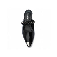 Patent Leather Pointed Stiletto Heels Open back Woman 25182 Black
