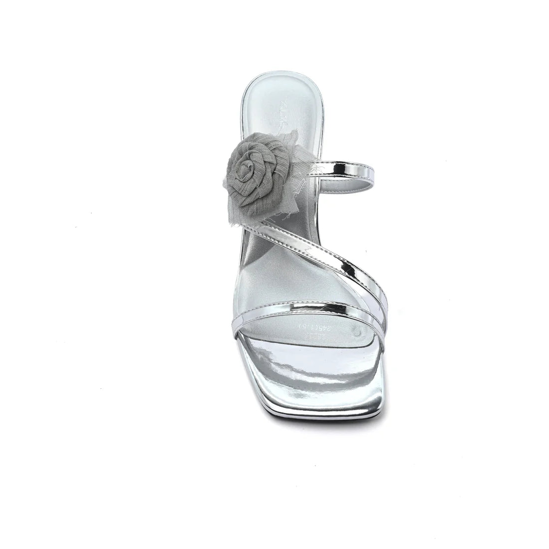 Sandals Flower Decor Low Heels Sandals Elegant Point Woman 25226 Silver