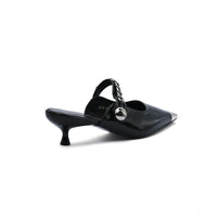 Patent Leather Pointed Stiletto Heels Open back Woman 25182 Black