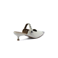 Patent Leather Pointed Stiletto Heels Open back Woman 25182 Beige
