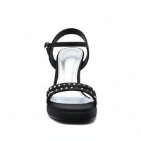 Faux Leather Platform Sole Block Heel Sandals Woman L2238 Black