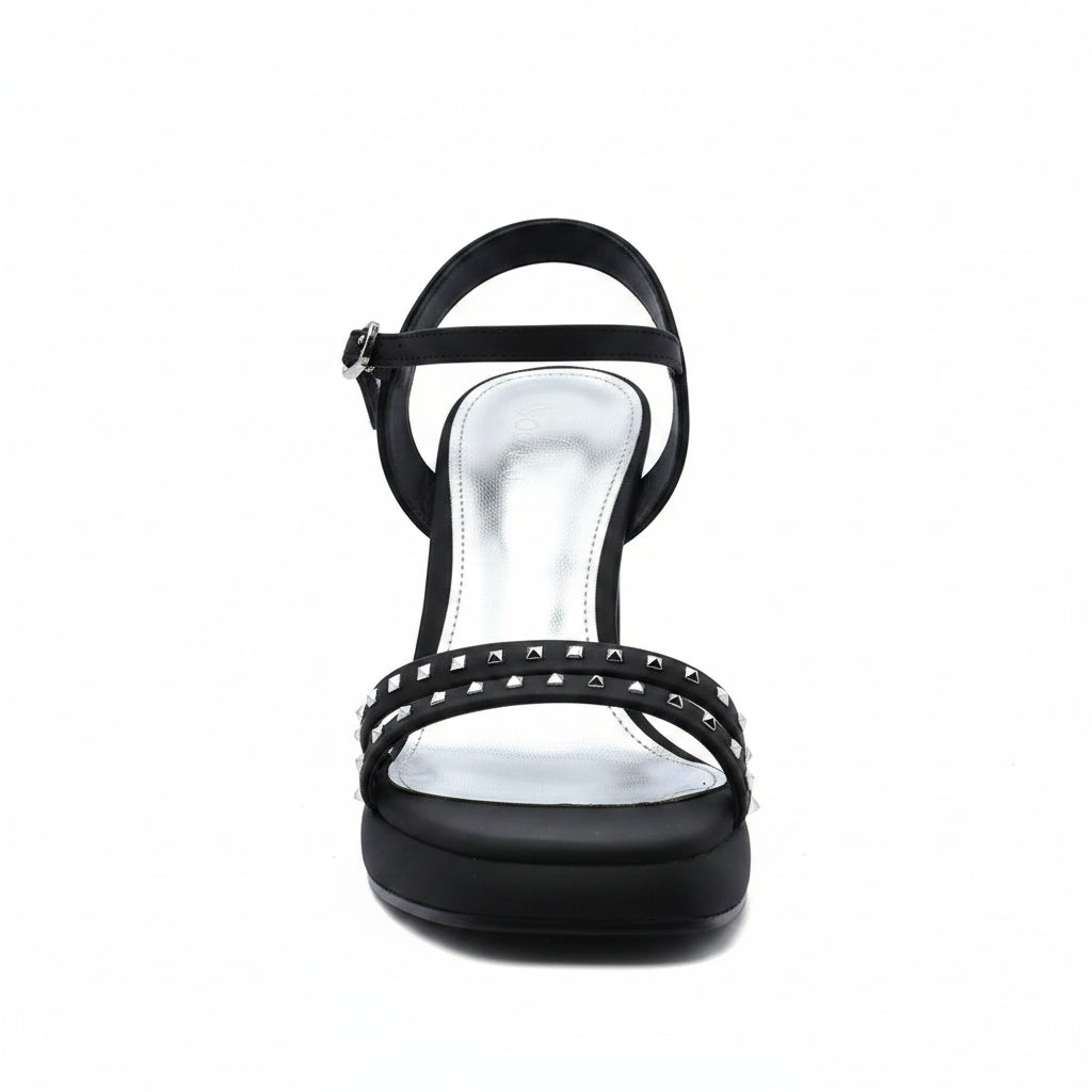 Faux Leather Platform Sole Block Heel Sandals Woman L2238 Black