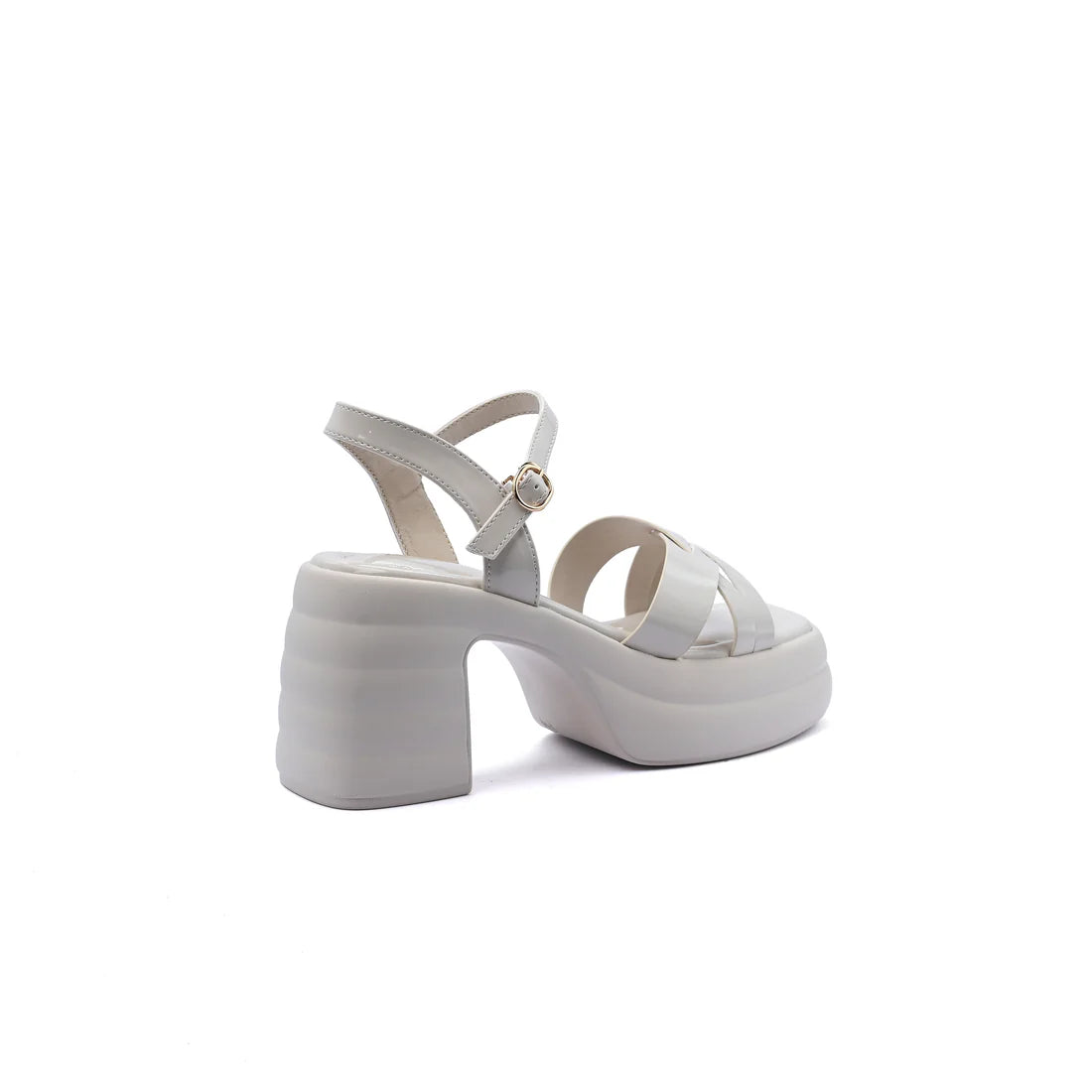 Faux Leather Platform Sole Block Heel Sandals Woman 8888 Beige