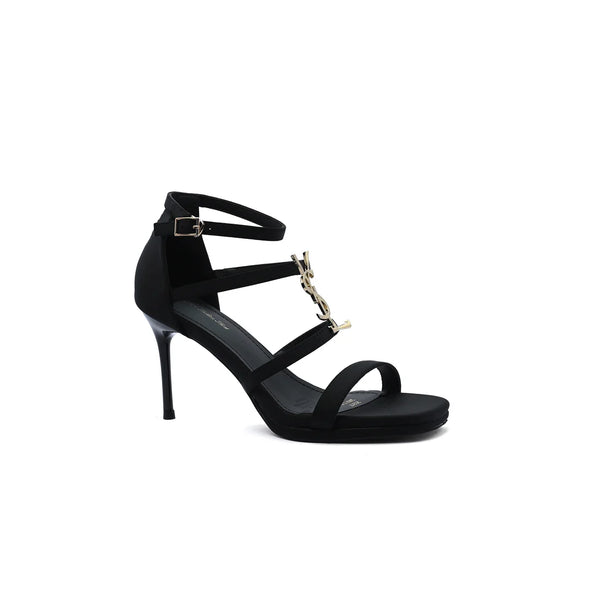 Faux Leather Sole Block Sandal High heels Woman 25217 Black