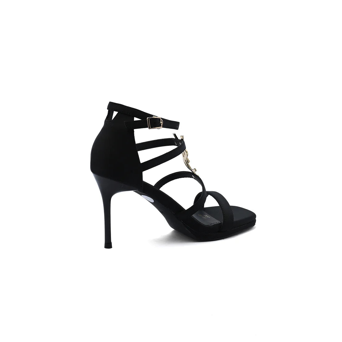 Faux Leather Sole Block Sandal High heels Woman 25217 Black