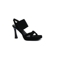 Elastic Band Platform Gladiator Sandals Square Toe Woman 6603 Black