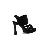 Elastic Band Platform Gladiator Sandals Square Toe Woman 6603 Black