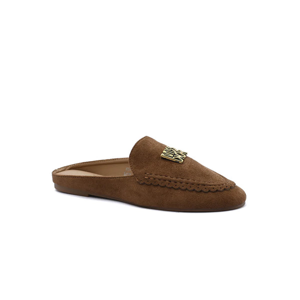 Miss Dior logo plaque trim Loafers Slip-On Mules Woman EM-73 Camel