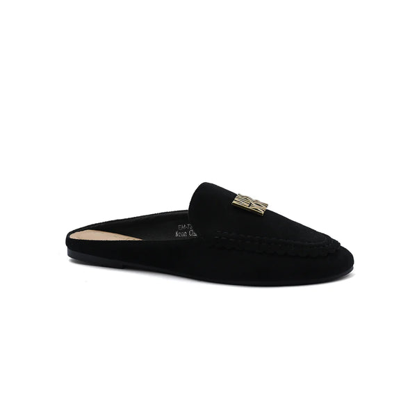 Miss Dior logo plaque trim Loafers Slip-On Mules Woman EM-73 Black