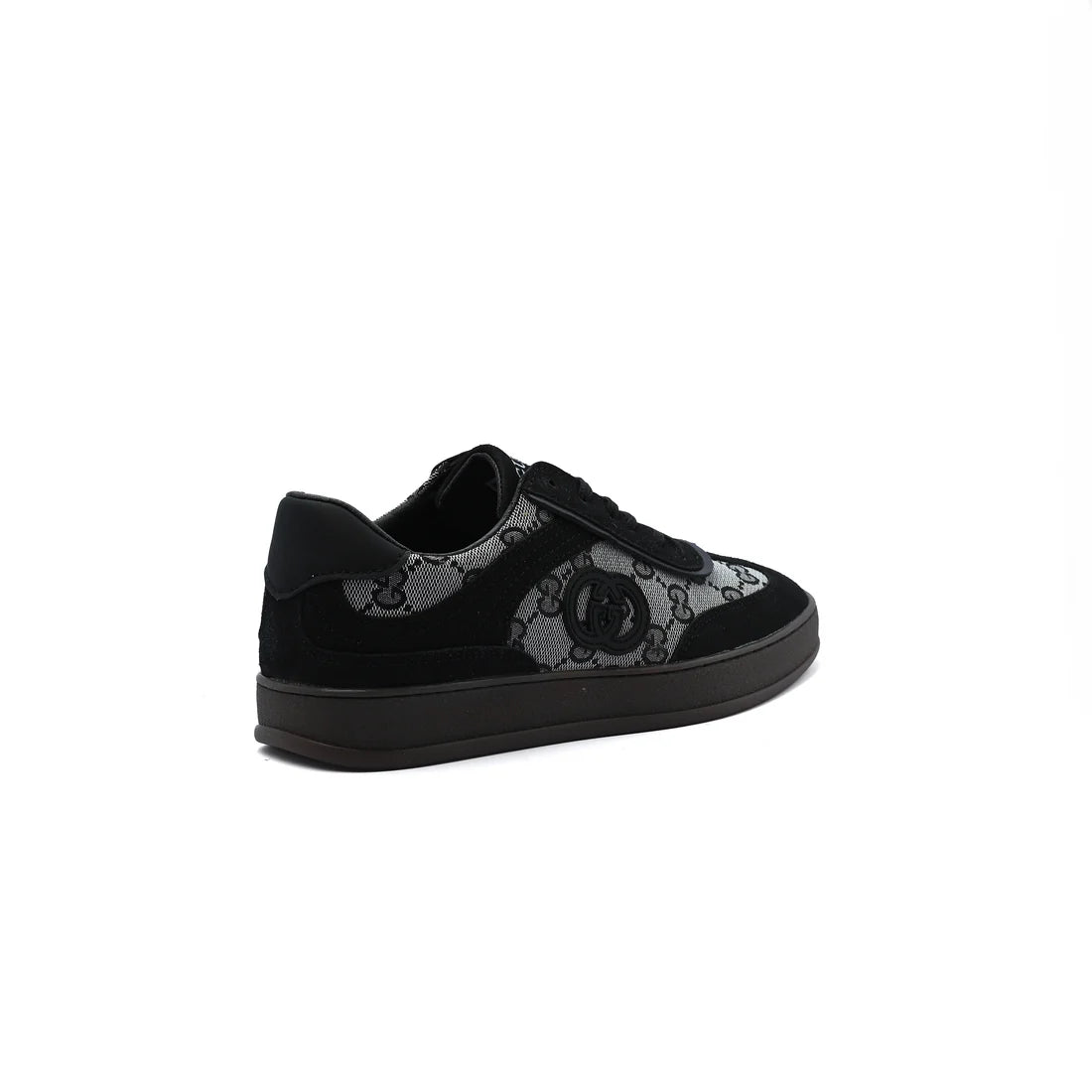 Gucci Interlocking G Suede Canvas Sneakers Woman GU-26 Black