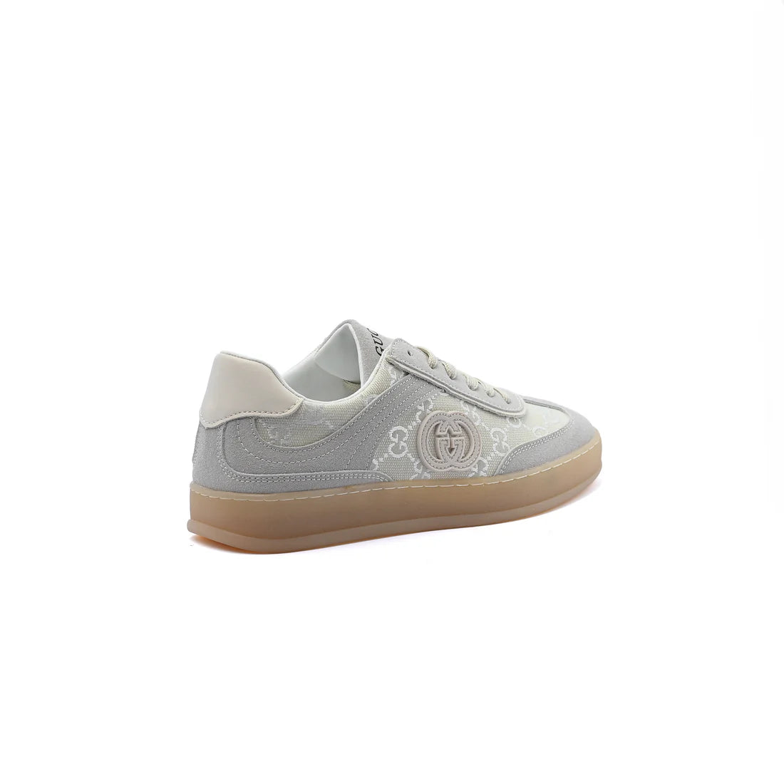 Gucci Interlocking G Suede Canvas Sneakers Woman GU-26 Light Beige