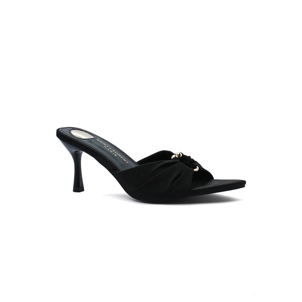 Saint Laurent Jerry 60 Mules Satin High Heel Sandals Elegant Commuter Woman VI-199 Black