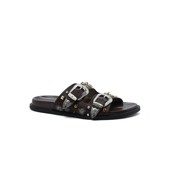 Miu Miu Toga Virilis Pulla Sandals Buckle Detailed Woman VK-129 Coffee