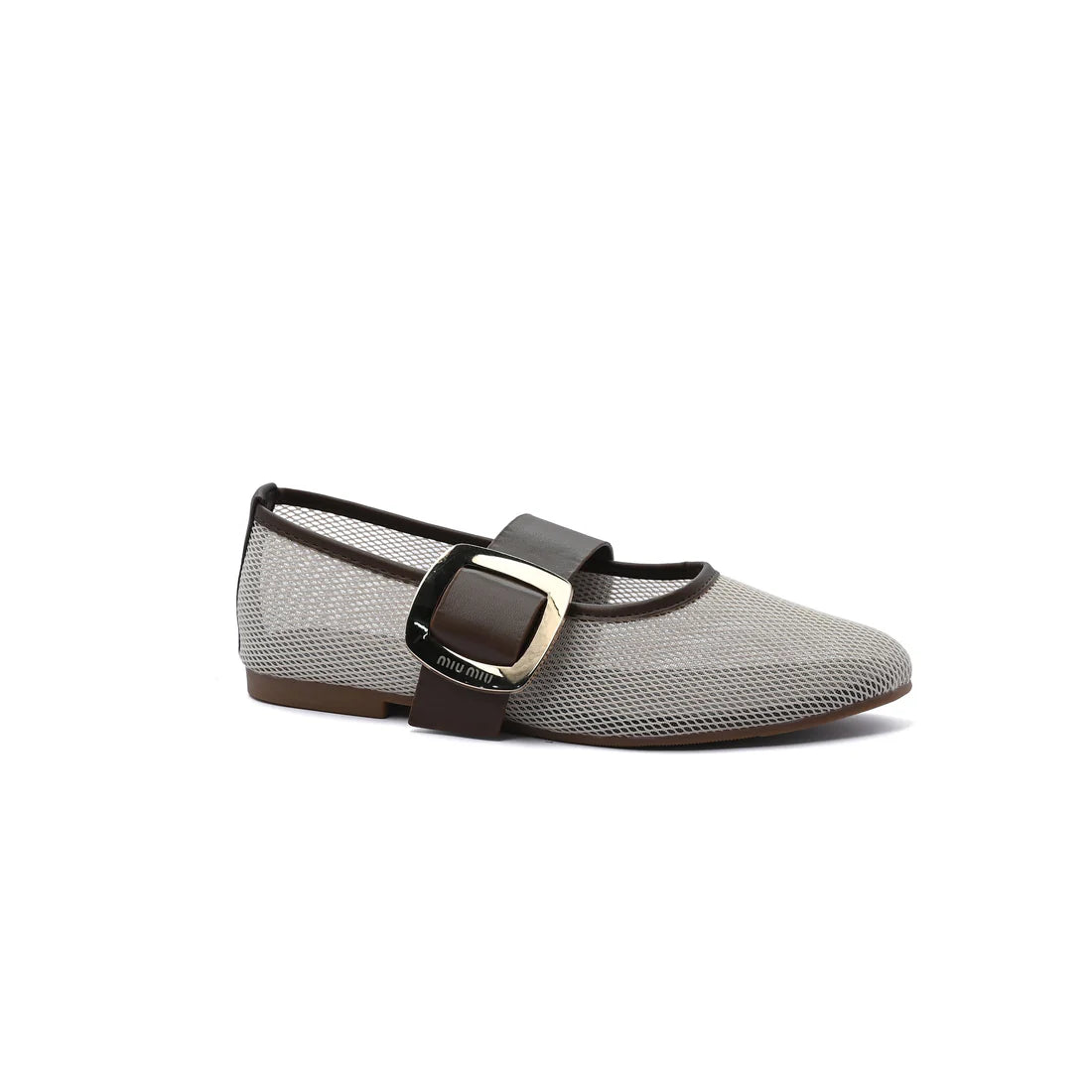 Miu Miu mesh flat ballet shoes with distinctive details Woman SW-713 Brown