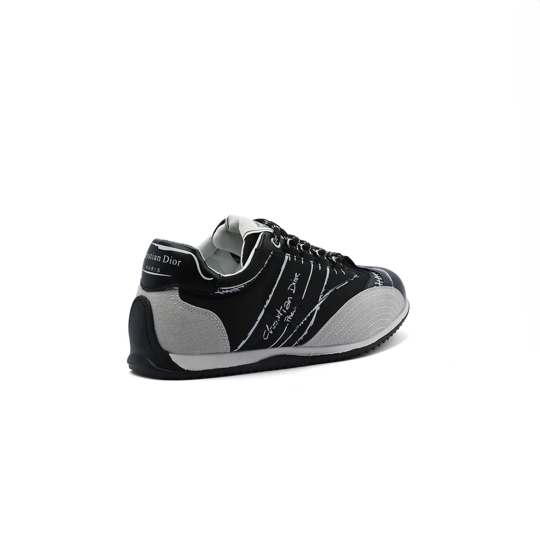 DIOR Calfskin D-Sketch White Nylon Sneakers Woman DO-921 Black