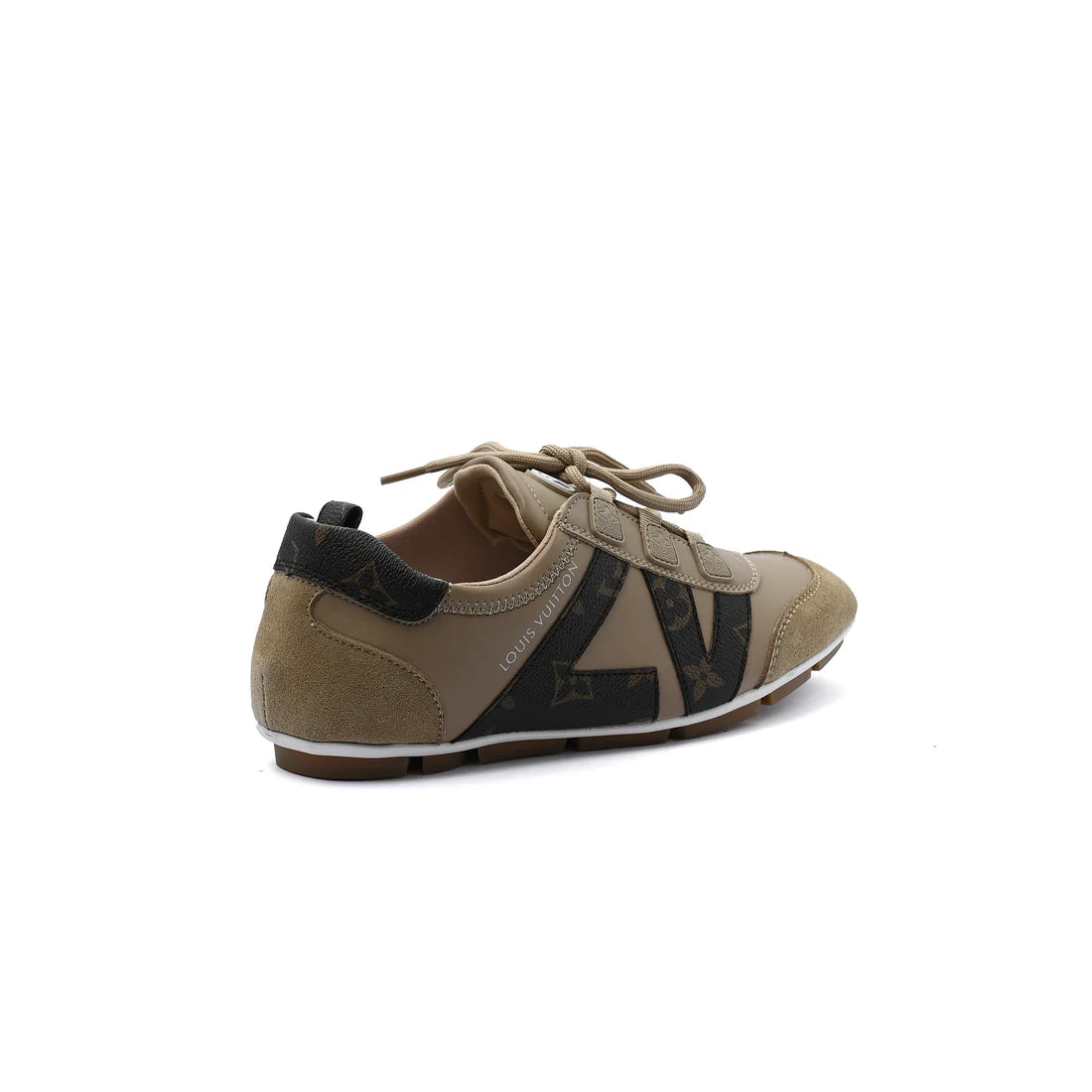 Louis Vuitton Suede Calfskin LV Sneakers Woman LV-916 Beige&Coffee